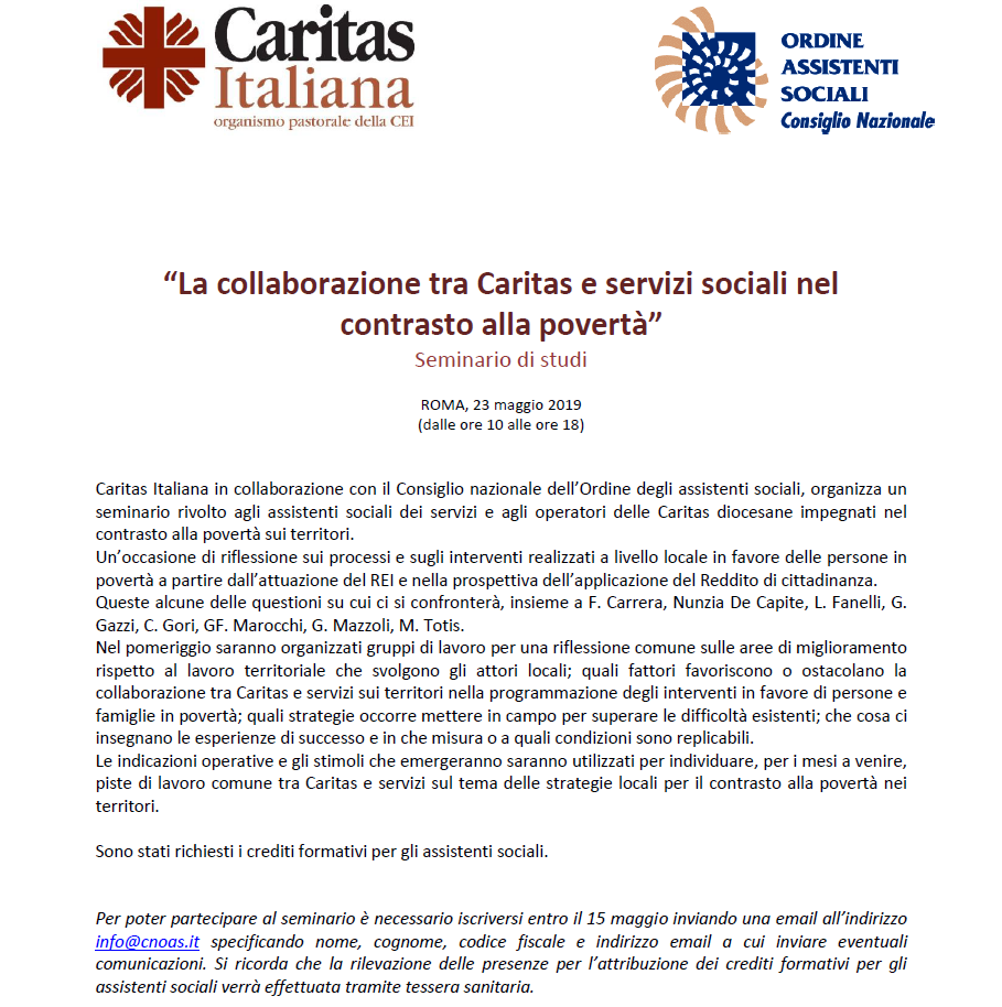 La collaborazione tra Caritas e servizi sociali nel contrasto alla povert